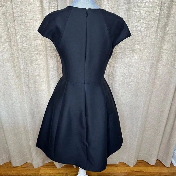 Halston Heritage Black Cotton + Silk Cocktail Dress, Size 4 - Picture 2 of 13